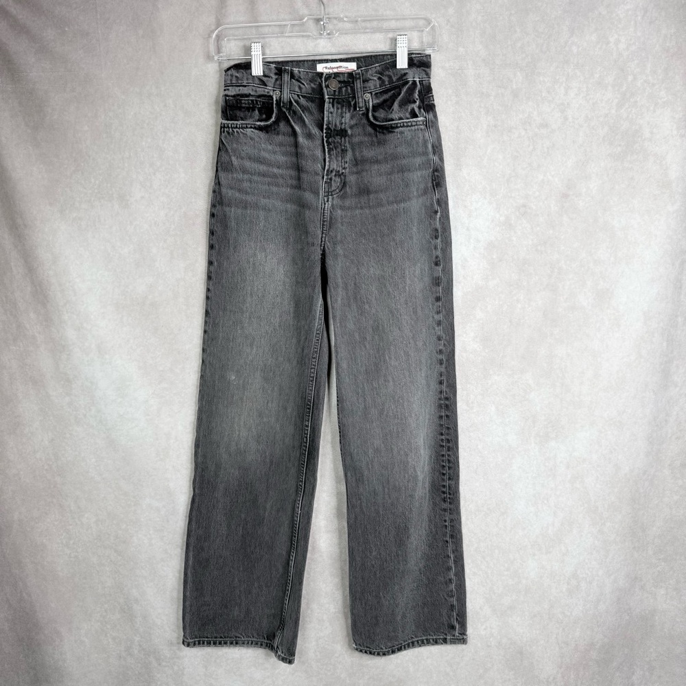 Reformation Wilder High Rise Wide Leg Cropped Jeans In‎ Washed Black Size 24